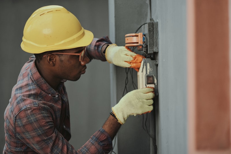 Industrial workers on site